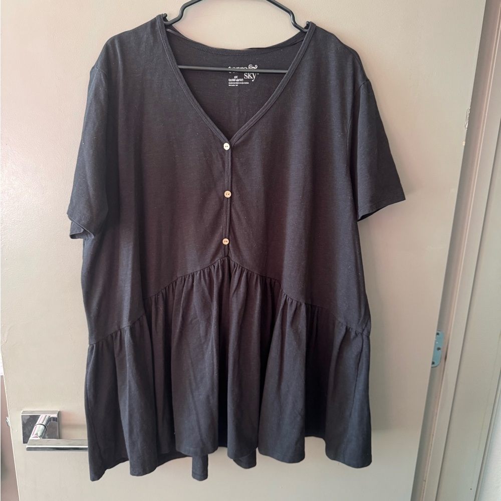 Women's Black Button-Down Top